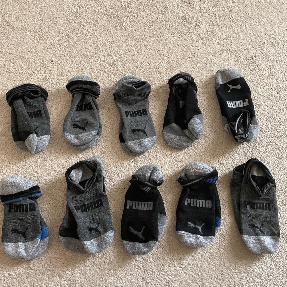 Puma Men's Low-Cut Athletic No-Show Socks - Gray, Black, Blue (Pack)